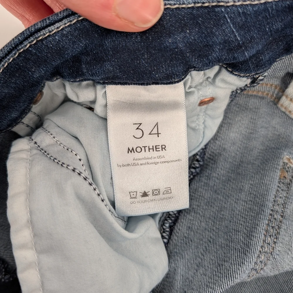 Mother High Waisted Looker Dark Wash Jeans Size 34 - Picture 9 of 10